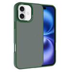 For iPhone 16 Plus Kalebol Metal Lens Frame Frosted PC Phone Case(Dark Green)