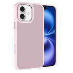 For iPhone 16 Plus Kalebol Metal Lens Frame Frosted PC Phone Case(Pink)