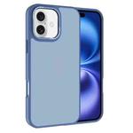 For iPhone 16 Kalebol Metal Lens Frame Frosted PC Phone Case(Sierra Blue)