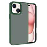 For iPhone 15 Kalebol Metal Lens Frame Frosted PC Phone Case(Dark Green)