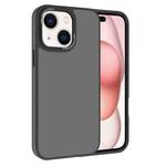 For iPhone 15 Kalebol Metal Lens Frame Frosted PC Phone Case(Black)