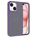 For iPhone 15 Kalebol Metal Lens Frame Frosted PC Phone Case(Dark Purple)