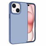 For iPhone 15 Kalebol Metal Lens Frame Frosted PC Phone Case(Sierra Blue)
