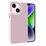 For iPhone 14 Plus Kalebol Metal Lens Frame Frosted PC Phone Case(Pink)