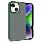 For iPhone 14 Kalebol Metal Lens Frame Frosted PC Phone Case(Dark Green)