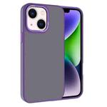 For iPhone 14 Kalebol Metal Lens Frame Frosted PC Phone Case(Dark Purple)