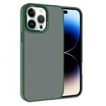 For iPhone 14 Pro Kalebol Metal Lens Frame Frosted PC Phone Case(Dark Green)