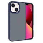 For iPhone 13 Kalebol Metal Lens Frame Frosted PC Phone Case(Navy Blue)