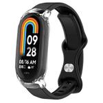 For Xiaomi Smart Band 9 / 8 Butterfly Buckle Silicone Watch Band with Transparent Case(Black)