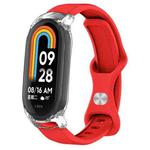 For Xiaomi Smart Band 9 / 8 Butterfly Buckle Silicone Watch Band with Transparent Case(Red)