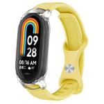 For Xiaomi Smart Band 9 / 8 Butterfly Buckle Silicone Watch Band with Transparent Case(Yellow)