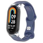For Xiaomi Smart Band 9 / 8 Butterfly Buckle Silicone Watch Band with Transparent Case(Grey Blue)