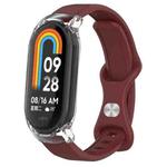 For Xiaomi Smart Band 9 / 8 Butterfly Buckle Silicone Watch Band with Transparent Case(Wine Red)