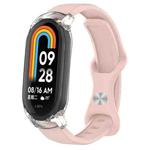 For Xiaomi Smart Band 9 / 8 Butterfly Buckle Silicone Watch Band with Transparent Case(Light Pink)