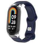 For Xiaomi Smart Band 9 / 8 Butterfly Buckle Silicone Watch Band with Transparent Case(Midnight Blue)