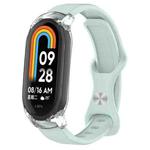 For Xiaomi Smart Band 9 / 8 Butterfly Buckle Silicone Watch Band with Transparent Case(Fog Blue)