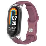 For Xiaomi Smart Band 9 / 8 Butterfly Buckle Silicone Watch Band with Transparent Case(Smoky Purple)