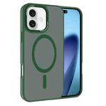 For iPhone 17 Kalebol Metal Lens Frame MagSafe Frosted PC Phone Case(Dark Green)