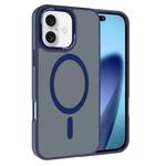 For iPhone 17 Kalebol Metal Lens Frame MagSafe Frosted PC Phone Case(Navy Blue)