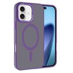 For iPhone 17 Kalebol Metal Lens Frame MagSafe Frosted PC Phone Case(Dark Purple)