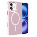 For iPhone 16 Kalebol Metal Lens Frame MagSafe Frosted PC Phone Case(Pink)
