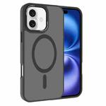 For iPhone 16 Kalebol Metal Lens Frame MagSafe Frosted PC Phone Case(Black)