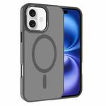 For iPhone 16 Kalebol Metal Lens Frame MagSafe Frosted PC Phone Case(Grey)