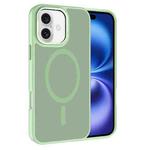 For iPhone 16 Kalebol Metal Lens Frame MagSafe Frosted PC Phone Case(Matcha Green)