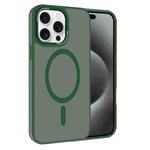 For iPhone 15 Pro Kalebol Metal Lens Frame MagSafe Frosted PC Phone Case(Dark Green)