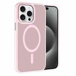 For iPhone 15 Pro Kalebol Metal Lens Frame MagSafe Frosted PC Phone Case(Pink)