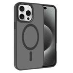 For iPhone 15 Pro Kalebol Metal Lens Frame MagSafe Frosted PC Phone Case(Black)