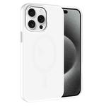 For iPhone 15 Pro Kalebol Metal Lens Frame MagSafe Frosted PC Phone Case(Frosted White)