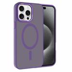 For iPhone 15 Pro Kalebol Metal Lens Frame MagSafe Frosted PC Phone Case(Dark Purple)