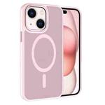 For iPhone 15 Plus Kalebol Metal Lens Frame MagSafe Frosted PC Phone Case(Pink)