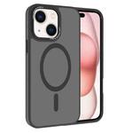 For iPhone 15 Plus Kalebol Metal Lens Frame MagSafe Frosted PC Phone Case(Black)