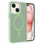 For iPhone 15 Plus Kalebol Metal Lens Frame MagSafe Frosted PC Phone Case(Matcha Green)