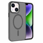 For iPhone 14 Plus Kalebol Metal Lens Frame MagSafe Frosted PC Phone Case(Grey)