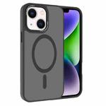 For iPhone 14 Kalebol Metal Lens Frame MagSafe Frosted PC Phone Case(Black)