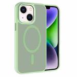 For iPhone 14 Kalebol Metal Lens Frame MagSafe Frosted PC Phone Case(Matcha Green)