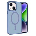 For iPhone 14 Kalebol Metal Lens Frame MagSafe Frosted PC Phone Case(Sierra Blue)