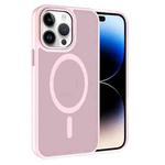 For iPhone 14 Pro Max Kalebol Metal Lens Frame MagSafe Frosted PC Phone Case(Pink)