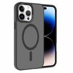 For iPhone 14 Pro Max Kalebol Metal Lens Frame MagSafe Frosted PC Phone Case(Black)