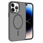 For iPhone 14 Pro Max Kalebol Metal Lens Frame MagSafe Frosted PC Phone Case(Grey)
