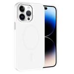For iPhone 14 Pro Max Kalebol Metal Lens Frame MagSafe Frosted PC Phone Case(Frosted White)
