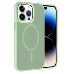 For iPhone 14 Pro Max Kalebol Metal Lens Frame MagSafe Frosted PC Phone Case(Matcha Green)