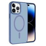 For iPhone 14 Pro Max Kalebol Metal Lens Frame MagSafe Frosted PC Phone Case(Sierra Blue)