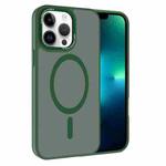 For iPhone 13 Pro Max Kalebol Metal Lens Frame MagSafe Frosted PC Phone Case(Dark Green)