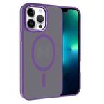 For iPhone 13 Pro Max Kalebol Metal Lens Frame MagSafe Frosted PC Phone Case(Dark Purple)