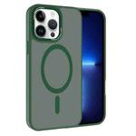 For iPhone 13 Pro Kalebol Metal Lens Frame MagSafe Frosted PC Phone Case(Dark Green)