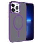 For iPhone 13 Pro Kalebol Metal Lens Frame MagSafe Frosted PC Phone Case(Dark Purple)
